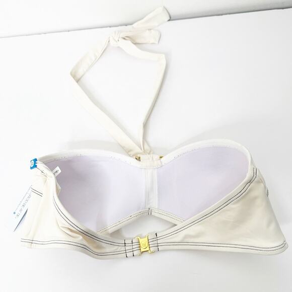 NWT BLEU ROD BEATTIE | A Fine Line Contrast Stitching Halter Bikini Top Sz. 10 - Picture 3 of 4